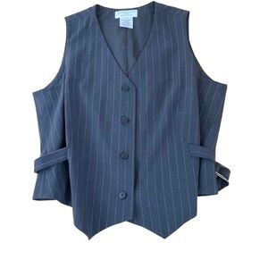 WORTHINGTON Petites Vintage Gray Pinstripe Tailored Waistcoat Classic Vest